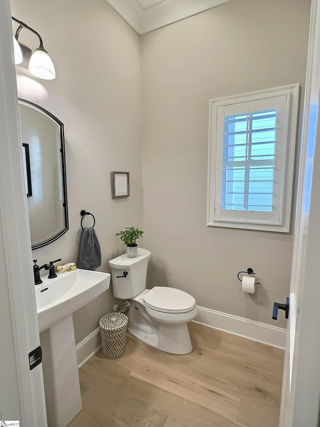 bathroom featuring hardwood / wood-style floors and toilet