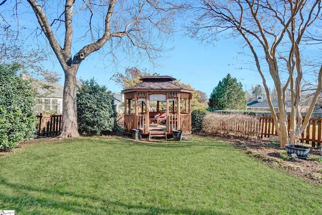 view of yard with a gazebo