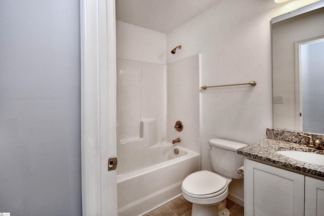 full bathroom featuring tile patterned flooring, vanity, toilet, and shower / tub combination