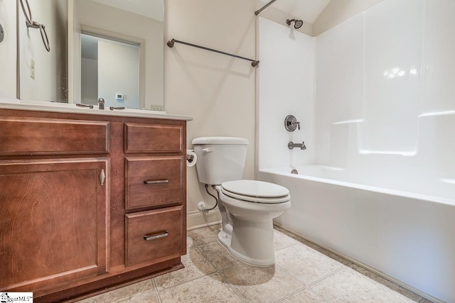 full bathroom with vanity, shower / bath combination, and toilet