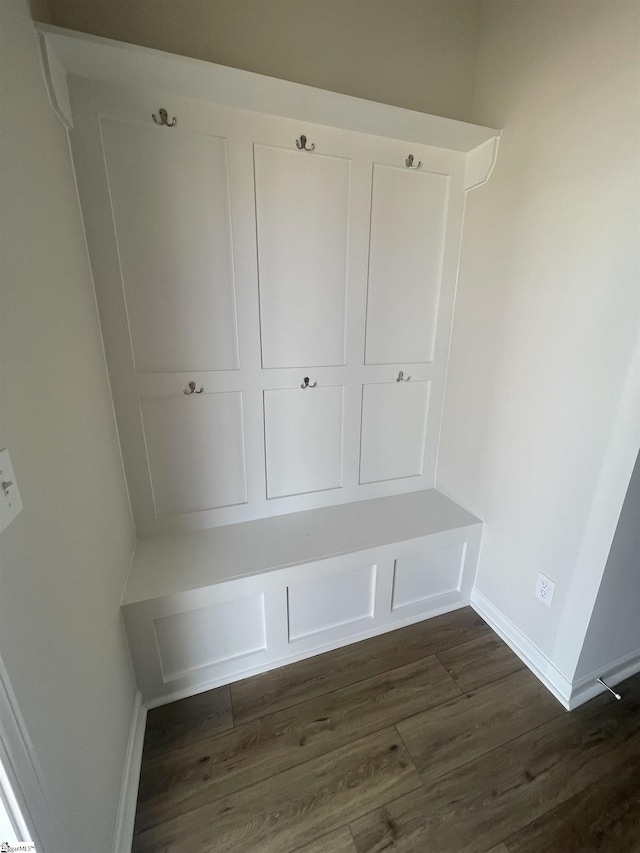 mudroom with dark hardwood / wood-style floors