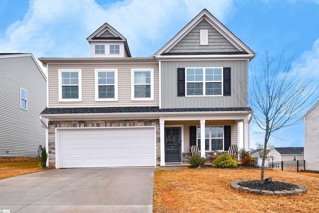 view of front of house with a garage