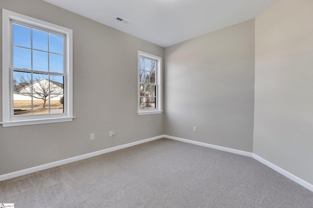 carpeted spare room featuring a wealth of natural light