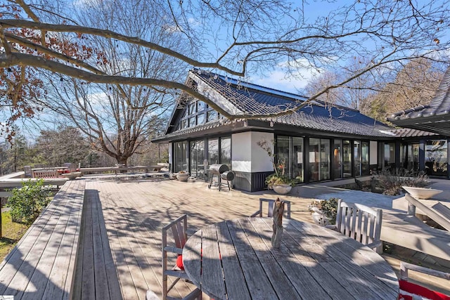 deck featuring area for grilling