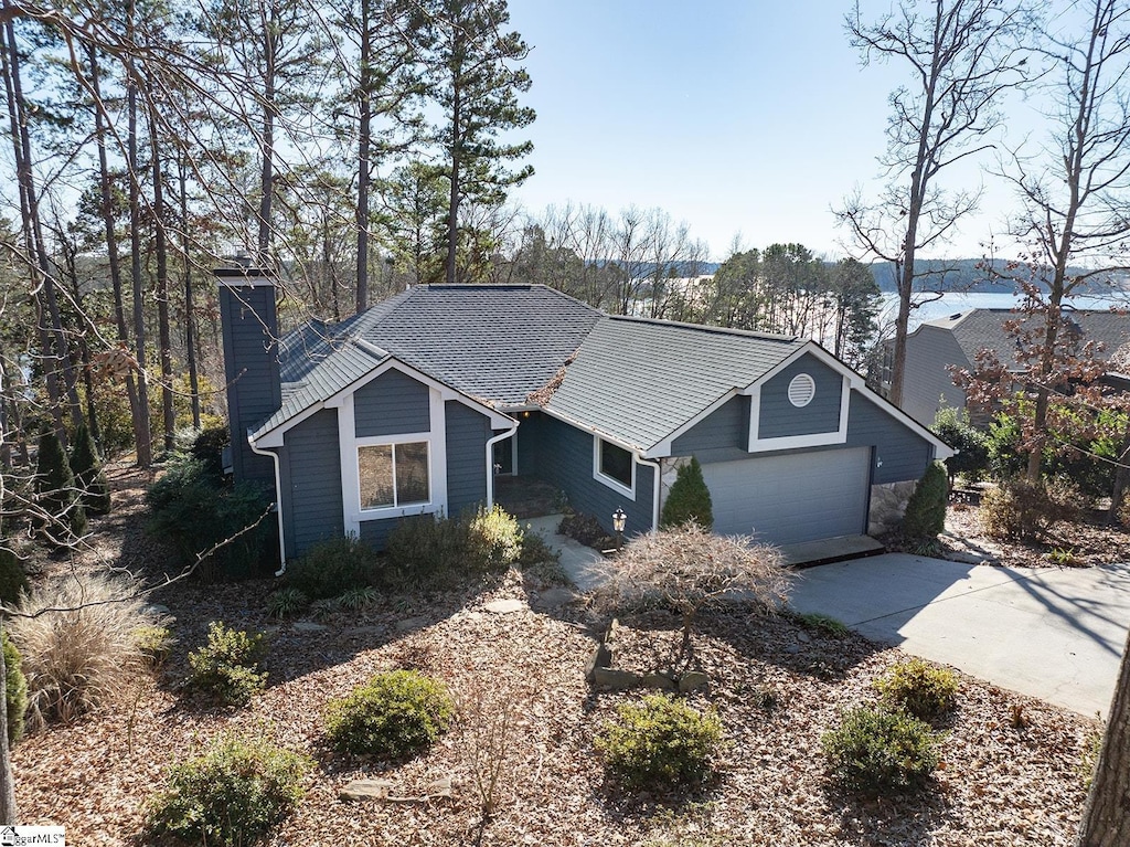 single story home with a garage