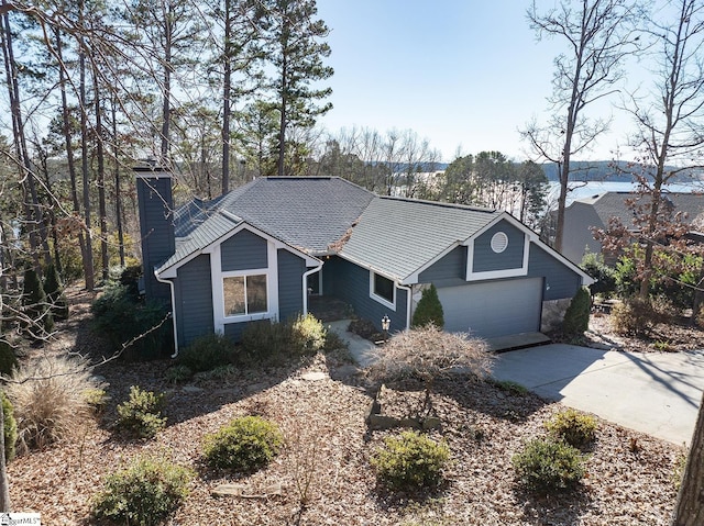 single story home with a garage