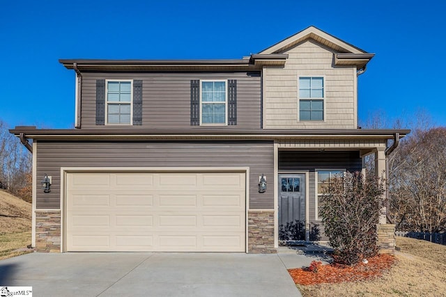 view of front of property featuring a garage