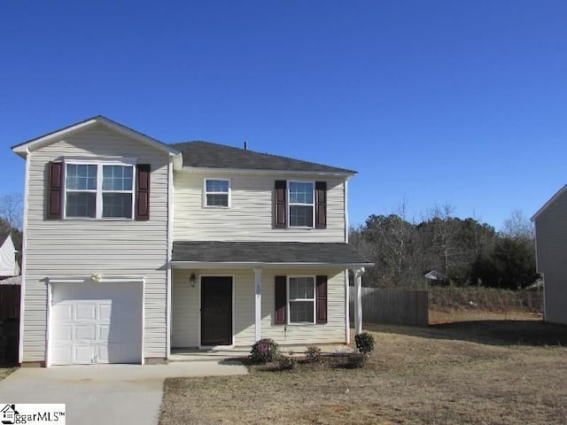 view of property featuring a garage