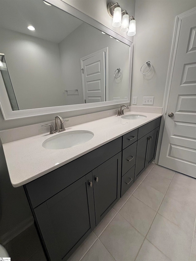 bathroom featuring tile patterned flooring and vanity