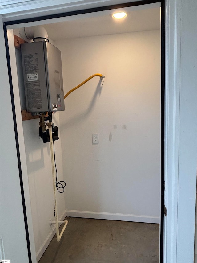 interior space with tankless water heater