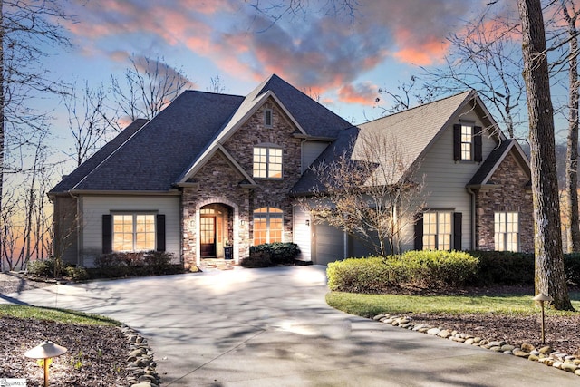 view of front of home with a garage