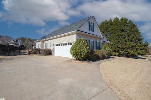 view of home's exterior with a garage