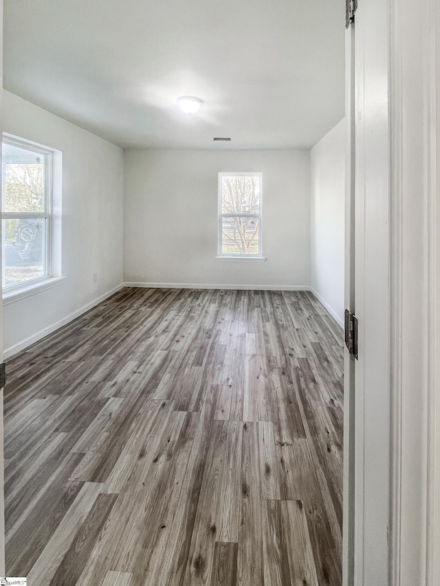 empty room featuring wood-type flooring and plenty of natural light