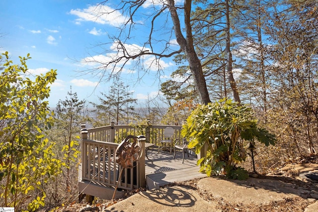 view of yard featuring a wooden deck