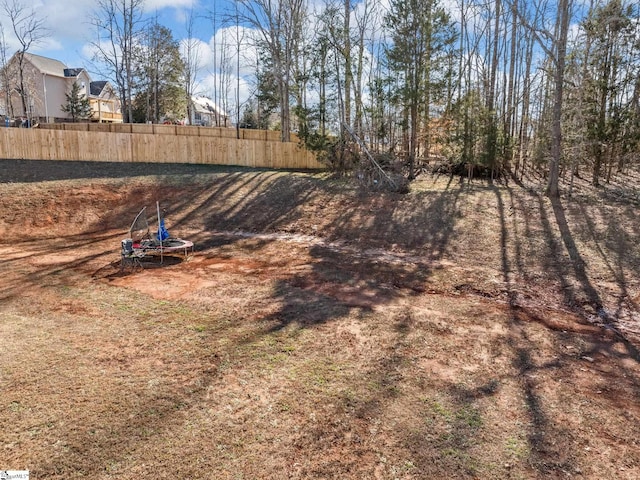 view of yard featuring a trampoline