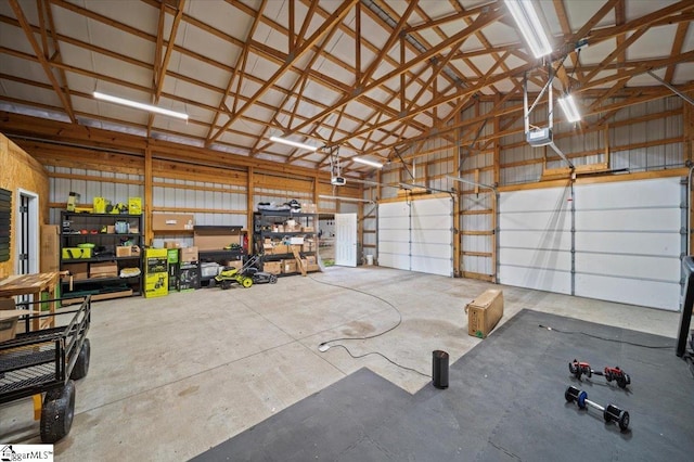 garage with a garage door opener