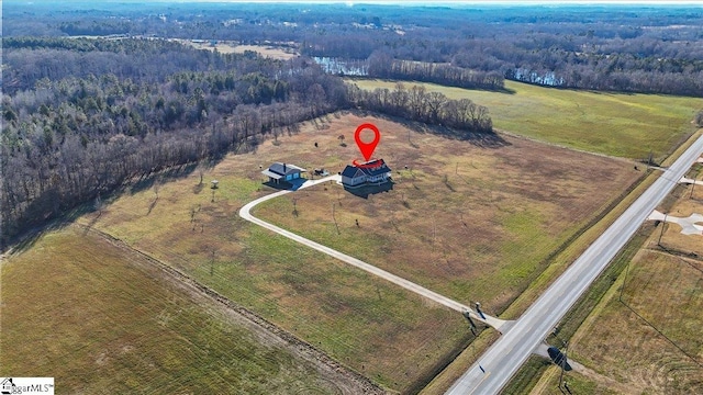 aerial view featuring a rural view