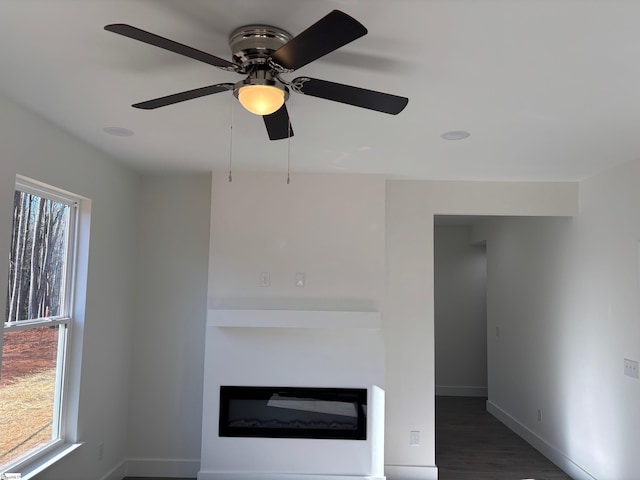 room details featuring hardwood / wood-style floors and ceiling fan