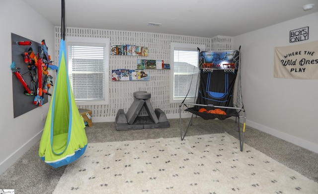 playroom featuring carpet and a healthy amount of sunlight