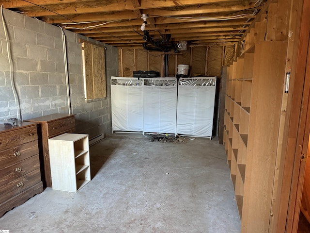 basement with a baseboard radiator