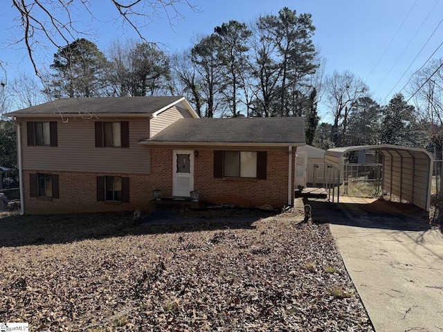 split level home with a carport