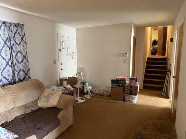 living room with carpet floors