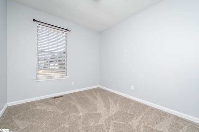 empty room with carpet flooring and a textured ceiling