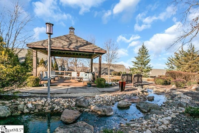 exterior space featuring a gazebo