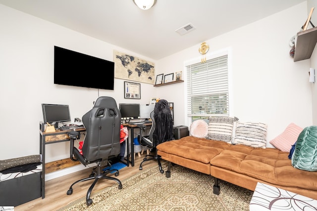 office area featuring light hardwood / wood-style flooring