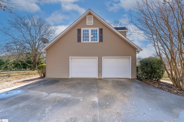 exterior space featuring a garage