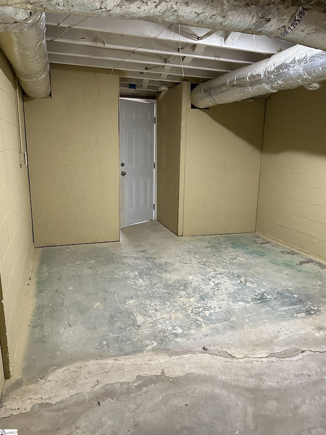 view of unfinished basement