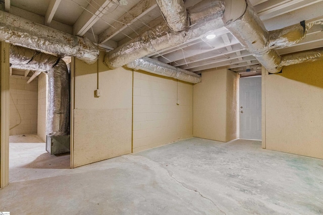 view of unfinished basement