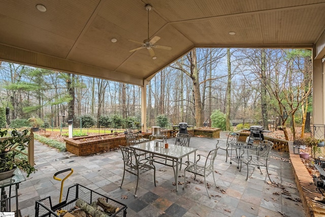 view of patio / terrace with ceiling fan