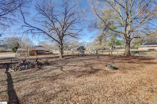 view of yard with a playground