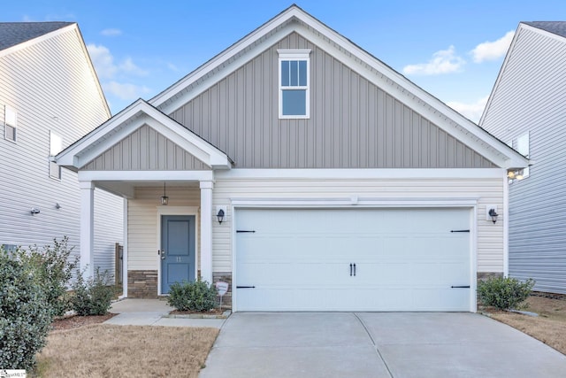 craftsman inspired home with a garage