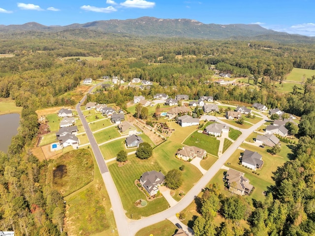 aerial view featuring a mountain view