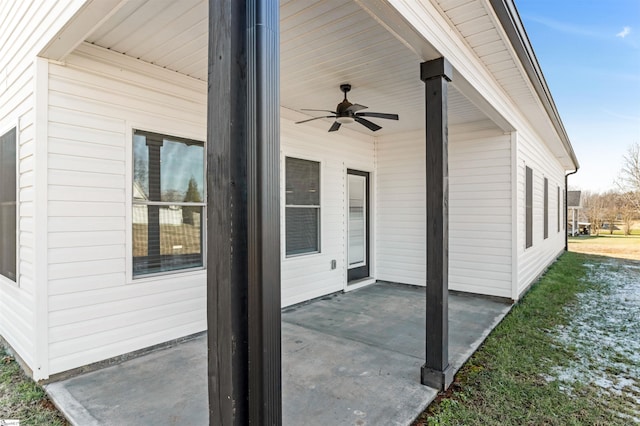 view of patio with ceiling fan