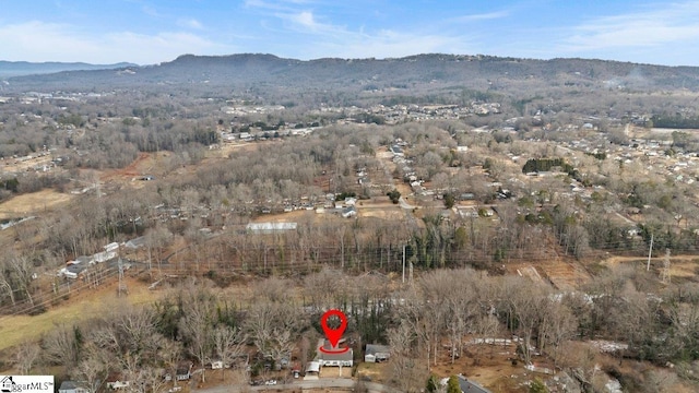 drone / aerial view with a mountain view