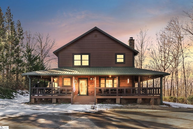 farmhouse with covered porch