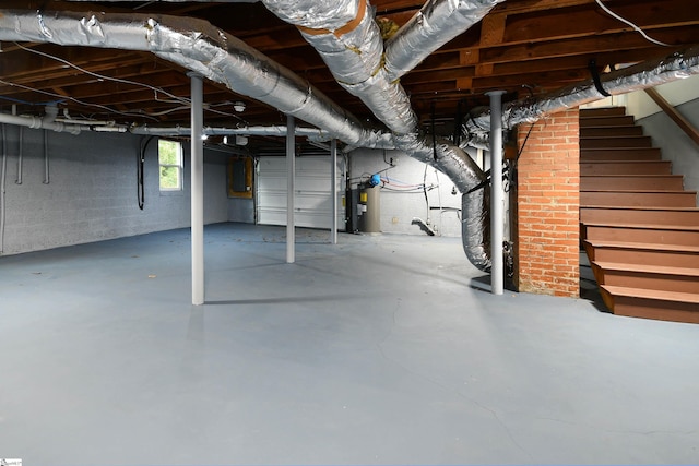 basement featuring electric water heater