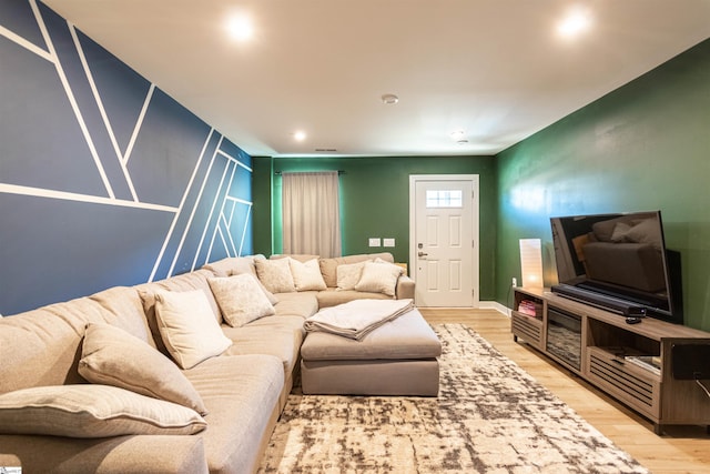 living room featuring light wood-type flooring