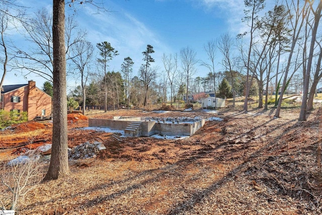 view of yard with a storage shed