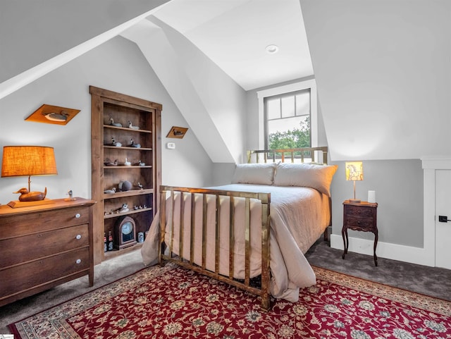 bedroom with vaulted ceiling