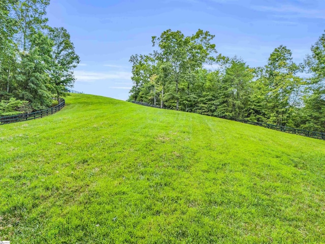 view of yard with a rural view