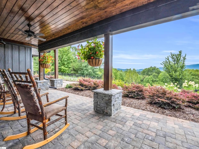 view of patio with ceiling fan