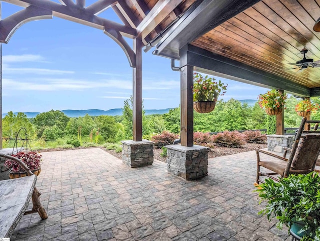 view of patio / terrace featuring ceiling fan