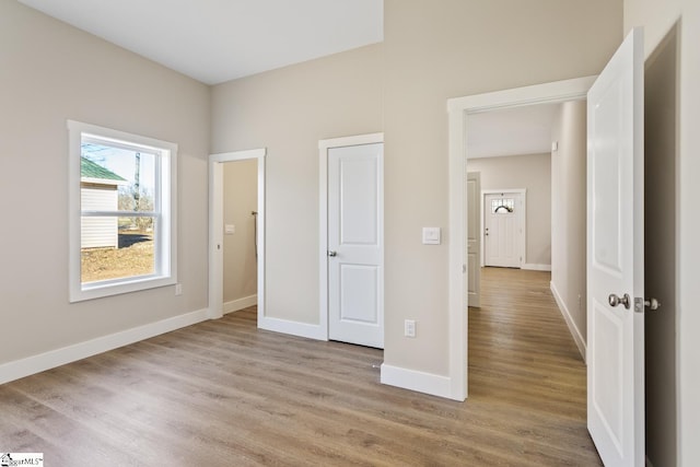 unfurnished bedroom with light hardwood / wood-style flooring