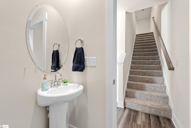 bathroom featuring hardwood / wood-style flooring