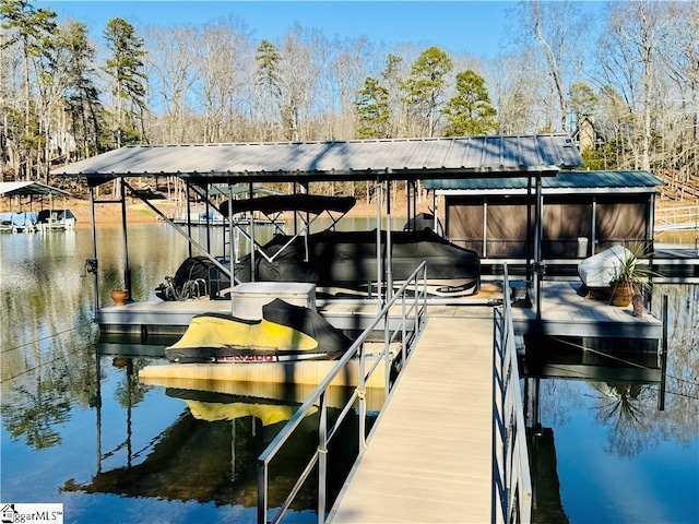 view of dock featuring a water view