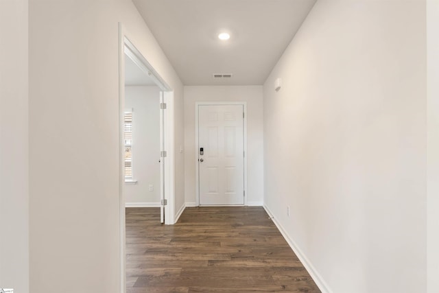 hall featuring dark hardwood / wood-style flooring